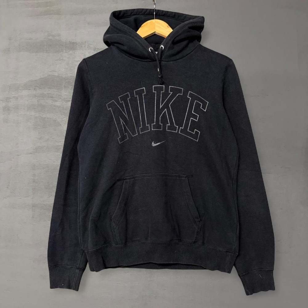 Nike Hoodie Black Arched‎ Logo Graphic Pullover Sweatshirt Large